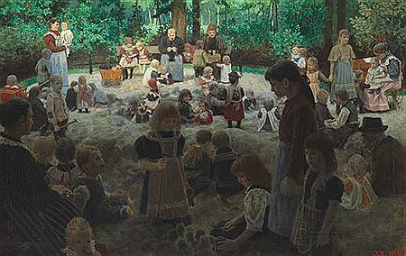 Sample artwork by Jens Birkholm (1869 - 1915), known for portrait, figure and landscape painting, drawing, social realism themes - View similar artists and auction records