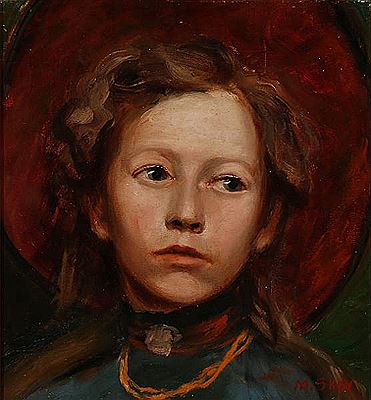 Portrait of a young girl with a red hat.