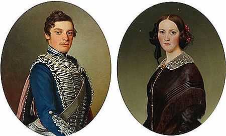 A pair of portraits of a married couple. (2)