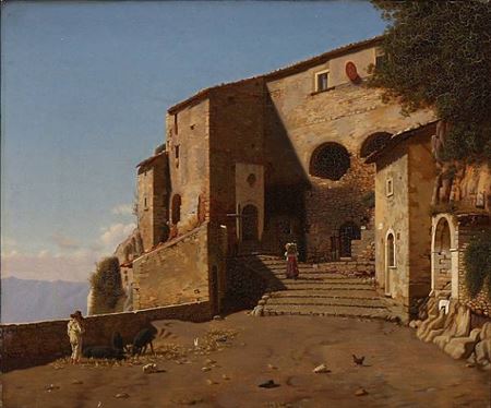 En bygning i Cervaro i Sabinerbjergene". A building in Cervaro in the Sabine Hills