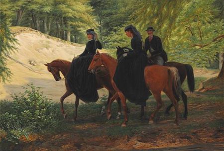 A ride in the woods. Motif from Dyrehaven (The Deer Garden). by Jorgen Valentin Sonne - Auction record, sale price, and art valuation. Compare with similar artists and explore comparable artworks.