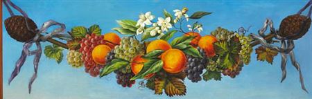 Fruit garland with oranges and grapes