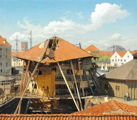 Ship of the line "Skiold "under repair in Christianshavn Dock