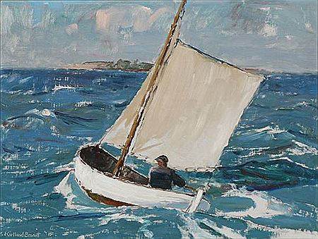 Composition with a sailing boat.