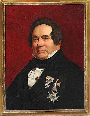 Portrait of Adam Oehlenschläger in black tie with decorations