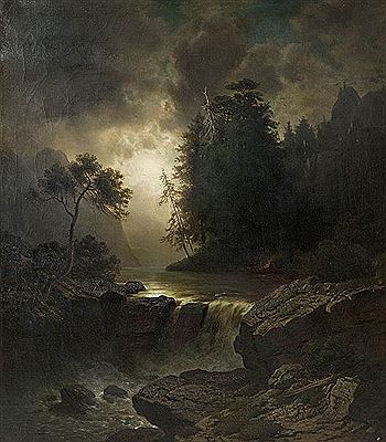 Alpenlandschap met figuren aan kampvuur bij waterval, donkere wolken in de achtergrond. by Ludwig Gebhardt - Auction record, sale price, and art valuation. Compare with similar artists and explore comparable artworks.