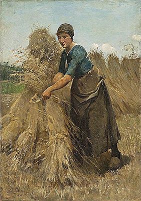 Binden van het hooi.