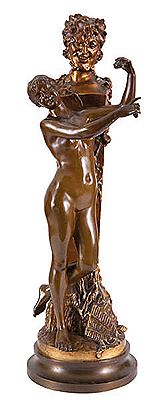 Nude with castanets in front of a herm-shaped bust of Pan