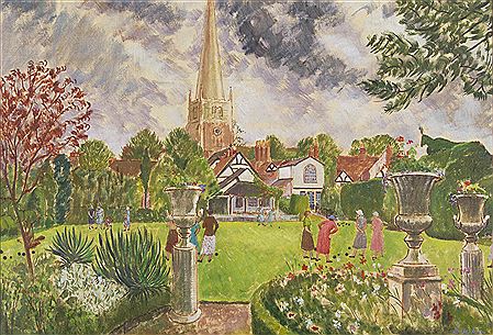 'Bowls at the George Hotel, Solihull:/ Women's afternoon at the ancient Crown green, August 1951'