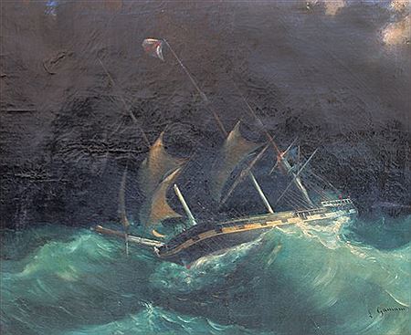 Boat in the storm (Boat Fleet Mr. Auguste Postel, owner Cherbourg)