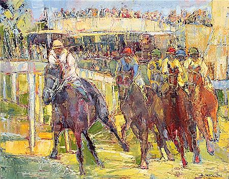 Horse Racing by Aldo Nicolini - Auction record, sale price, and art valuation. Compare with similar artists and explore comparable artworks.