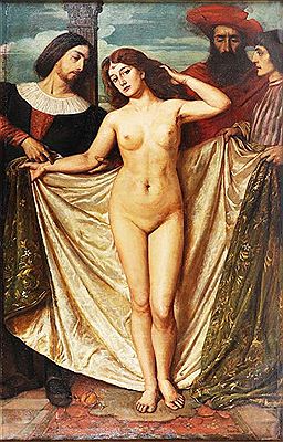 Naked woman with characters