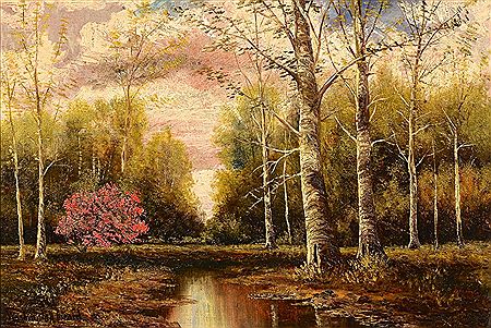 Sample artwork by William Washington Girard (1873 - 1931), known for monumental landscape and marine painting, beech trees, poetry writing - View similar artists and auction records