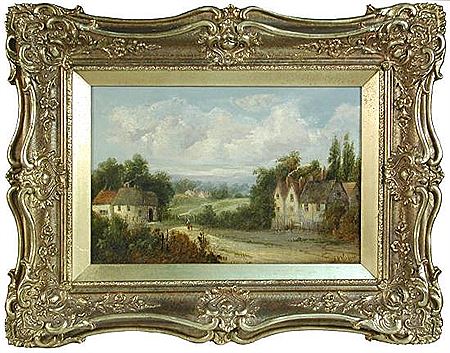 Village scenes (a pair)