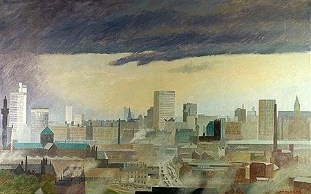 Panoramic view of Manchester by Derek Wilkinson - Auction record, sale price, and art valuation. Compare with similar artists and explore comparable artworks.