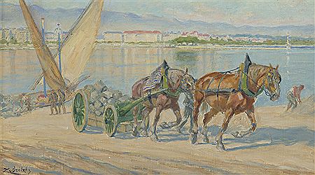 Chevaux de trait en rade de Genève