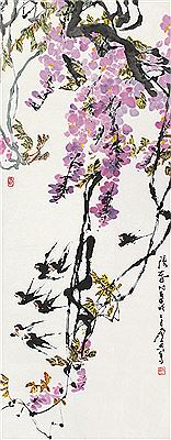 SWALLOWS AND WISTERIA