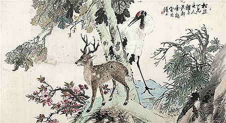 DEER AND CRANE