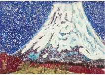 Pouring snow Mt. Fuji