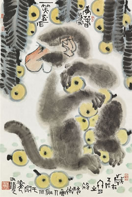 Monkey and Loquat (scroll)