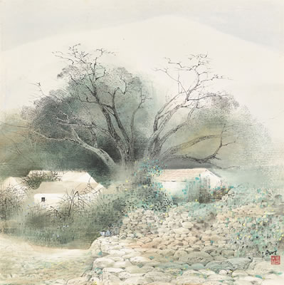 Village with an Old Tree