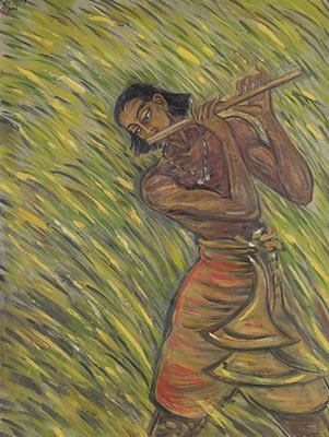 Untitled (Santhal Man Playing a Flute)