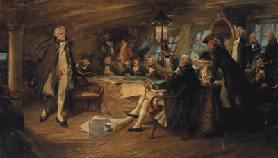 Nelson and Council of War before Copenhagen by Arthur David McCormick - Auction record, sale price, and art valuation. Compare with similar artists and explore comparable artworks.