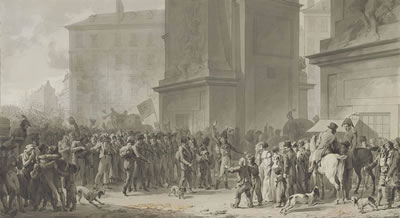 The departure of the conscripts on 2 February 1807 in front of the Porte Saint-Denis, Paris