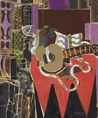 Mandoline à la partition (Le Banjo) by Georges Braque - Auction record, sale price, and art valuation. Compare with similar artists and explore comparable artworks.