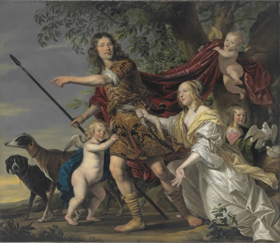 Portrait of a lady and a gentleman as Venus and Adonis, full-length by Jacob Fransz (Jacobus) van der Merck - Auction record, sale price, and art valuation. Compare with similar artists and explore comparable artworks.