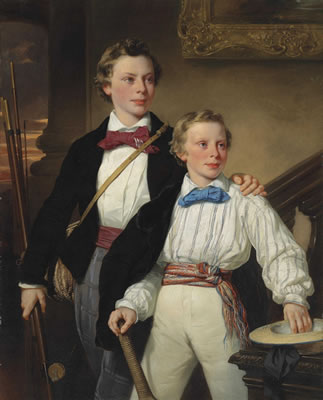 The Reluctant Scholars- Portraits of Mr. G. Barber's Sons by Eugene Francois Marie Joseph Deveria - Auction record, sale price, and art valuation. Compare with similar artists and explore comparable artworks.