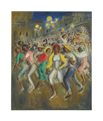Sample artwork by Victor Manuel (1897 - 1969), known for avant-garde, modernist figure and genre painting - View similar artists and auction records
