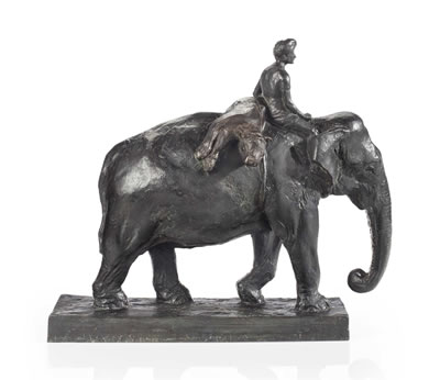 'ELEPHANT ET CORNAC', LARGE MODEL, CIRCA 1930