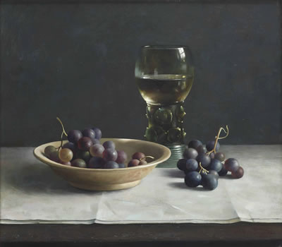 A still life with grapes and a roemer