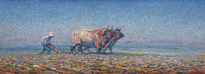 Ploughing farmer