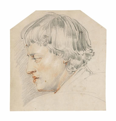 The head of a young man, in profile to the left