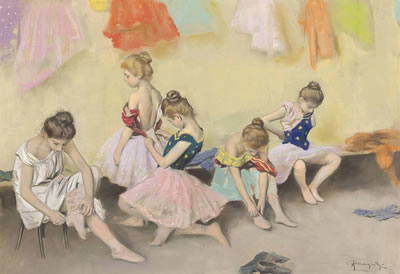 Dancers in the dressing room by Arnaldo Ferraguti - Auction record, sale price, and art valuation. Compare with similar artists and explore comparable artworks.