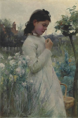 A Young Girl in a Garden by Alfred Augustus Glendening Jr - Auction record, sale price, and art valuation. Compare with similar artists and explore comparable artworks.