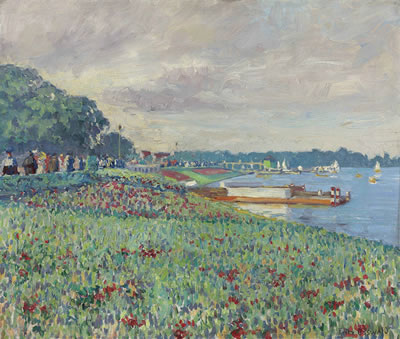 Sample artwork by Fritz Osswald (1878 - 1966), known for winter landscapes, urban scenes, and symbolic compositions in the post-impressionist style - View similar artists and auction records