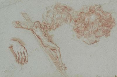 A sheet of studies; from left to right a hand, a crucifix, a child's hair, and the head of the same child by Nicolo Berrettoni - Auction record, sale price, and art valuation. Compare with similar artists and explore comparable artworks.