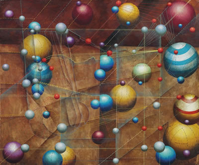 Sample artwork by Osamu Ochi (1936 - 2015), known for paintings of varied color sphere images - View similar artists and auction records