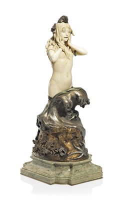 A RARE SYMBOLIST FIGURE OF A MERMAID, 1905 by Walter Winans - Auction record, sale price, and art valuation. Compare with similar artists and explore comparable artworks.
