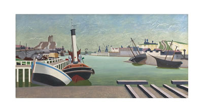 Sample artwork by Edward Alexander Wadsworth (1889 - 1949), known for modernist, abstract painting; maritime themes - View similar artists and auction records