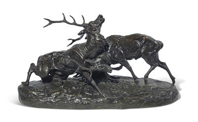 Combat de cerfs (Combat of the stags) by Clovis Edmond Masson - Auction record, sale price, and art valuation. Compare with similar artists and explore comparable artworks.