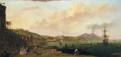 Naples, from Mergellina, with Vesuvius in the distance