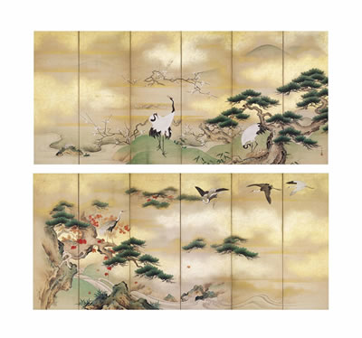 CRANES BESIDE A LAKE IN SPRING AND AUTUMN (6)