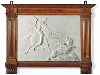 A STATUARY MARBLE PLAQUE