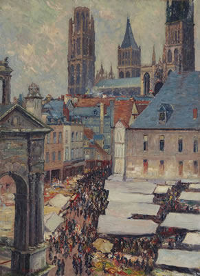 Place du marché à Rouen