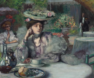 Une Élégante au café