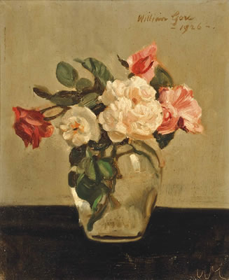 Roses in a glass by William Crampton Gore - Auction record, sale price, and art valuation. Compare with similar artists and explore comparable artworks.
